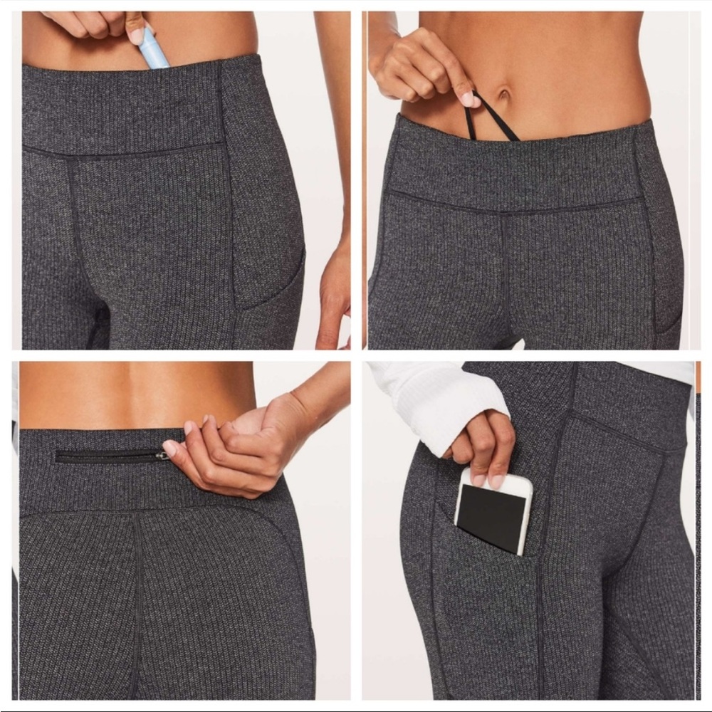 Lululemon Speed Up Tight 28” Luxtreme Variegated Knit Heathered Black SZ 4 EUC - Picture 3 of 5